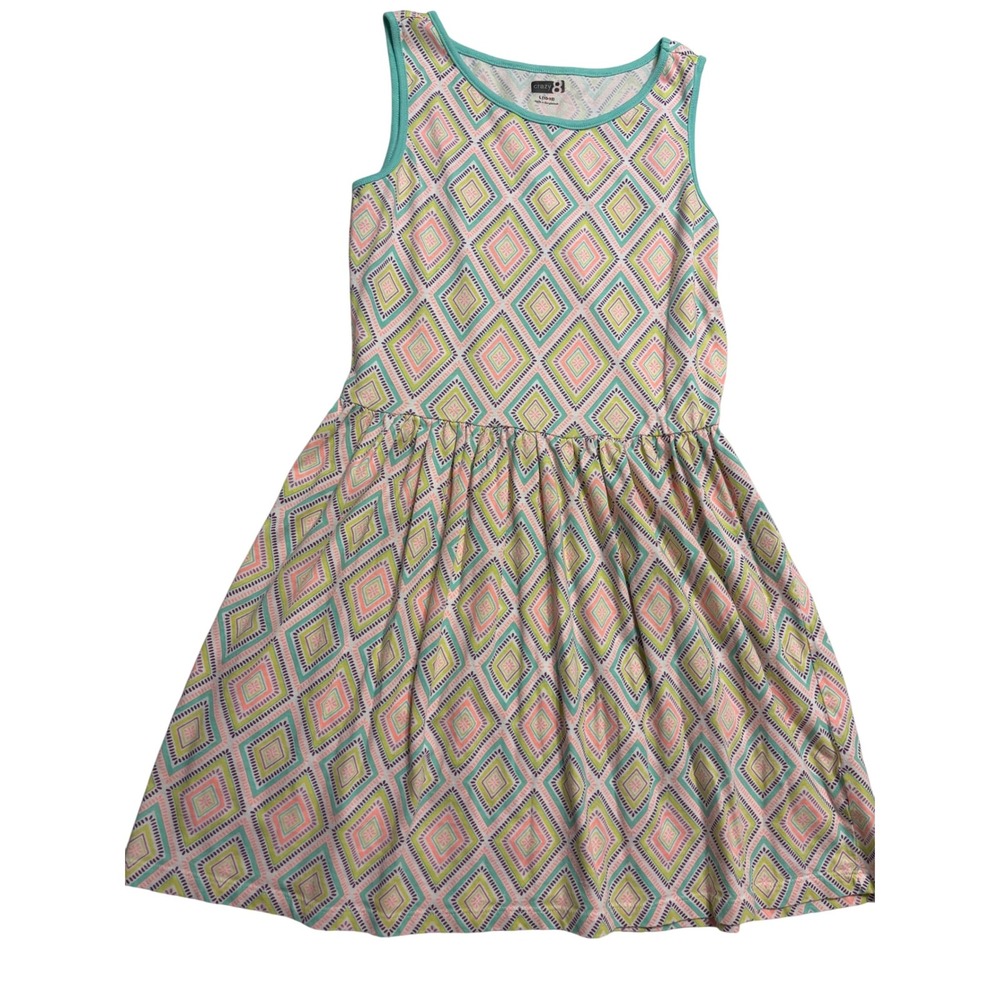 Crazy 8 Girls Dress Diamond Print Sleeveless Casual Summer Size L (10-12) EUC